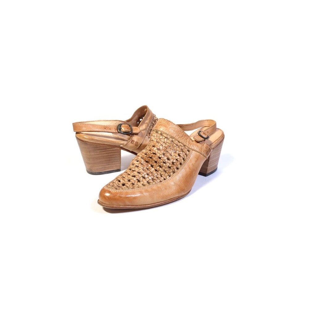 Bed Stu Sandals 8.5 Rustic Tan Leather Woven Bettina Mule